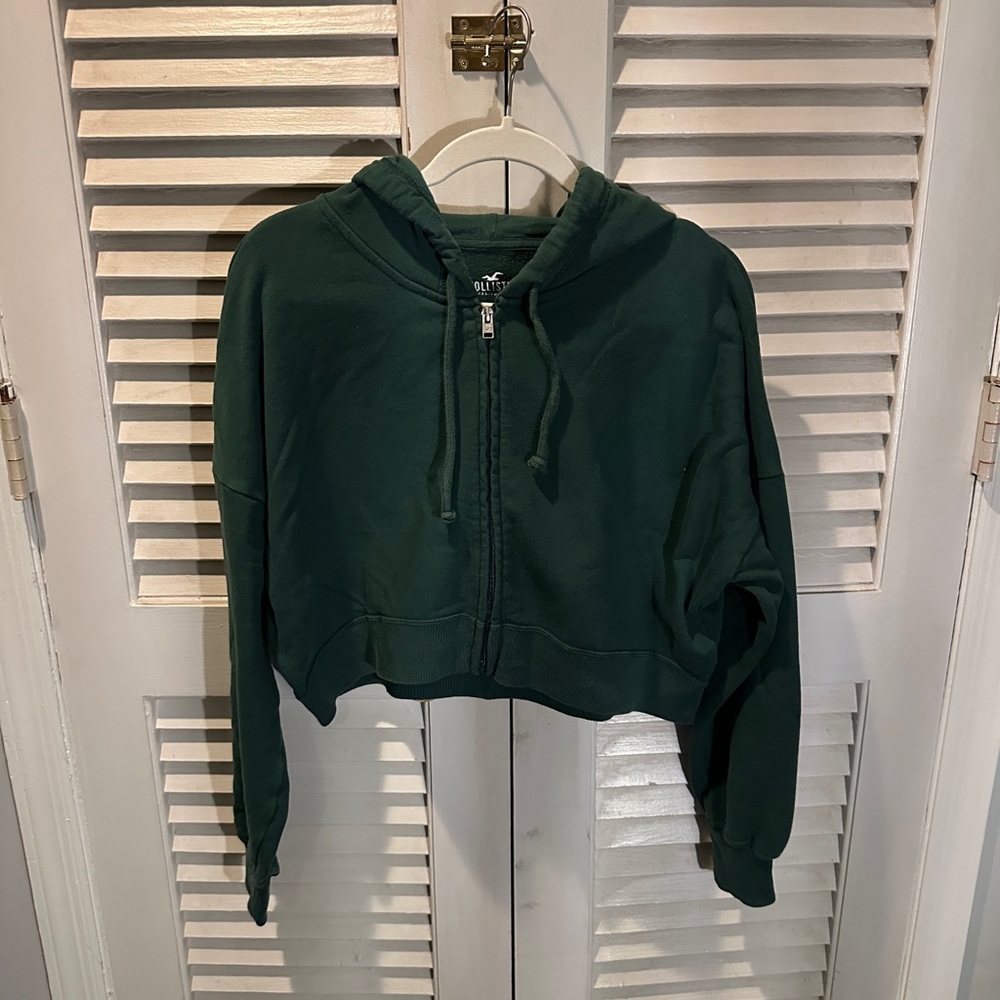 Hollister Dark Green Cropped Hoodie